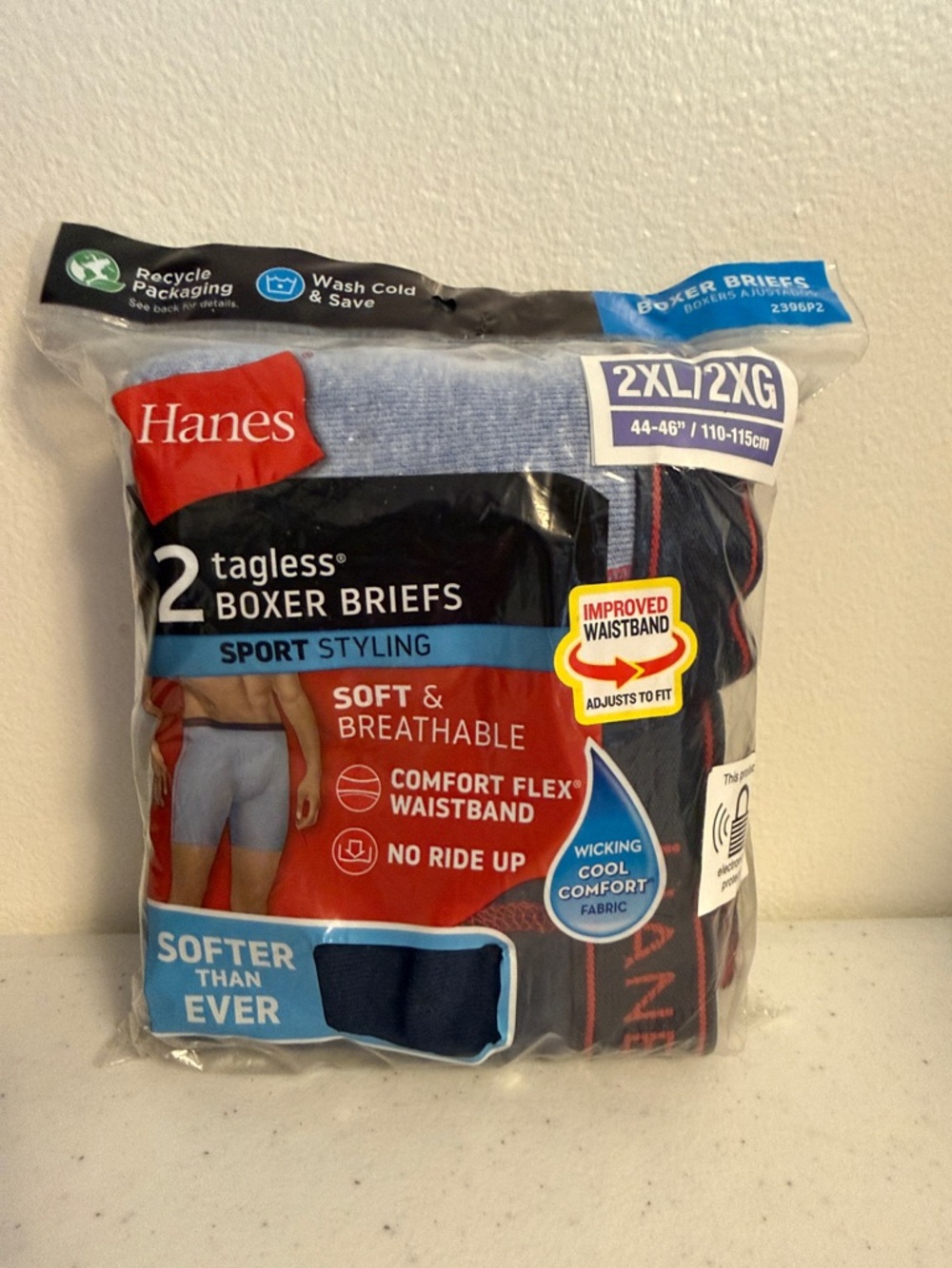 Hanes 2-Pack Boxer Briefs in Navy and Gray